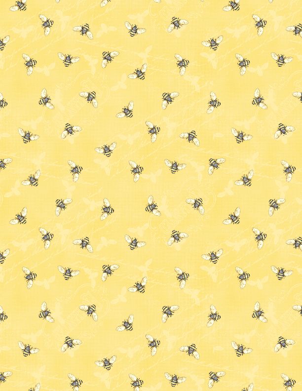 In Bloom Bee Toss Yellow Nancy Mink Wilmington Prints Cotton Fabric WP-1665-33885-559
