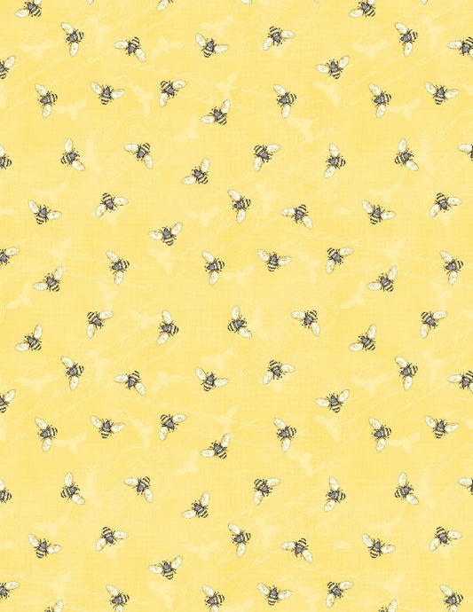 In Bloom Bee Toss Yellow Nancy Mink Wilmington Prints Cotton Fabric WP-1665-33885-559