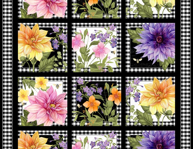 In Bloom Floral Craft Multi Panel 24” Nancy Mink Wilmington Prints Cotton Fabric