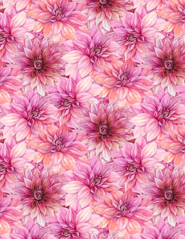 In Bloom Packed Floral Pink Nancy Mink Wilmington Prints Cotton Fabric