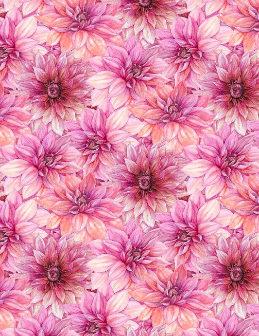 In Bloom Packed Floral Pink Nancy Mink Wilmington Prints Cotton Fabric