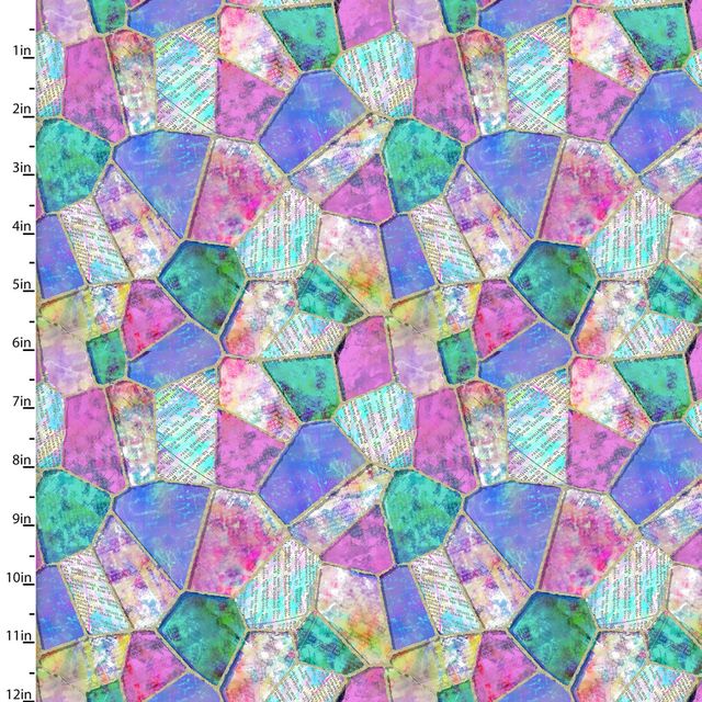 In the Meadow Watercolor Stained Glass Connie Haley 3 Wishes Cotton Fabricc