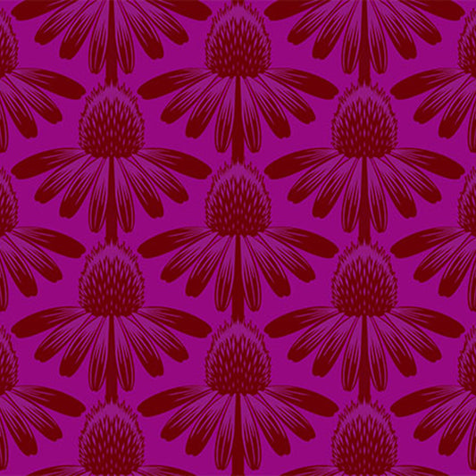 Indelible Coneflower Magenta Purple Anna Maria Textiles Northcott Fabrics Cotton Fabric NC-AMT1001-26L