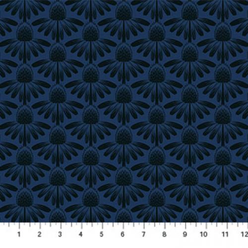 Indelible Coneflower Night Blue Anna Maria Textiles Northcott Fabrics Cotton Fabric NC-AMT1001-86L