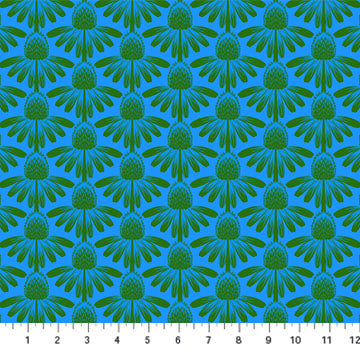 Indelible Coneflower Pool Blue Anna Maria Textiles Northcott Fabrics Cotton Fabric NC-AMT1001-62C
