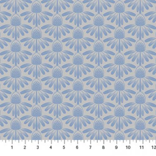 Indelible Coneflower Sky Blue Anna Maria Textiles Northcott Fabrics Cotton Fabric NC-AMT1001-90V