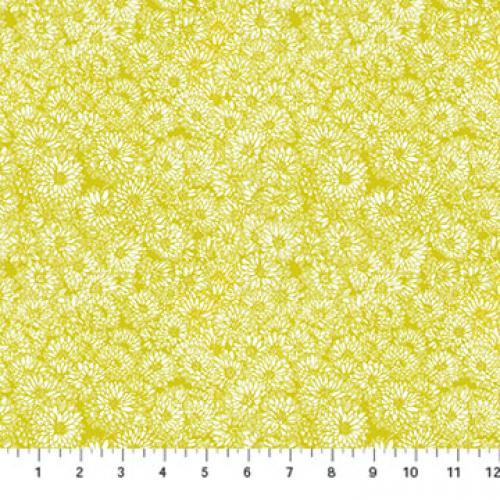 Indelible Mums Golden Yellow Anna Maria Textiles Northcott Fabrics Cotton Fabric NC-AMT1002-52C