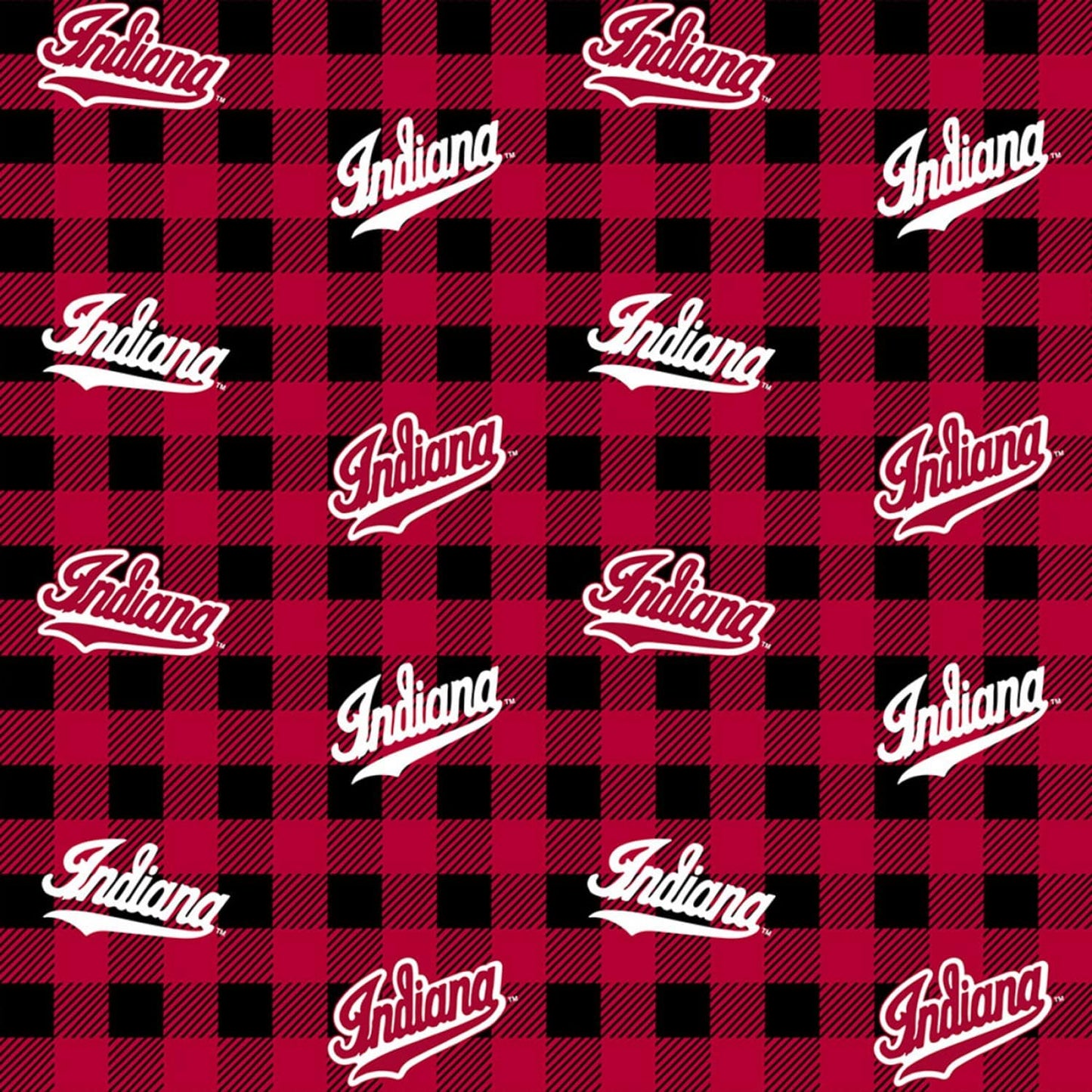 Indiana Hoosiers NCAA College Buffalo Plaid Sykel Cotton Fabric IND-1207