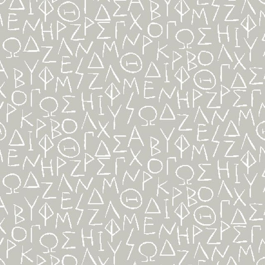 Inkwell Greek Alphabet Scientific Symbols Gray Windham Cotton Fabric WF-51207-3