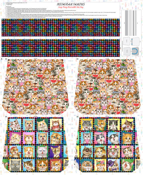 Instagram Famous Tote Bag Panel 36" White Kayomi Harai Studio E Cotton Fabric