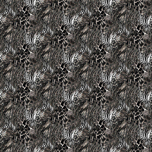 Into the Wild Skins Gray John Keeling 3 Wishes Cotton Fabric  3W-20179-Gray