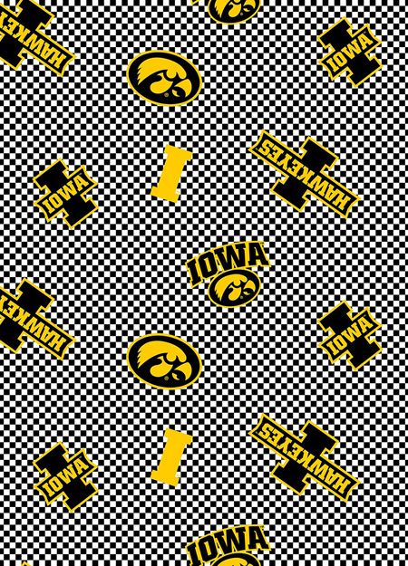 Iowa Hawkeyes NCAA College Allover Checkered Sykel Cotton Fabric IA-1132