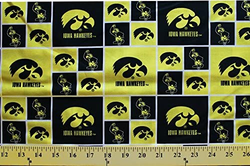 Iowa Hawkeyes NCAA College Box Sykel Cotton Fabric IA-006
