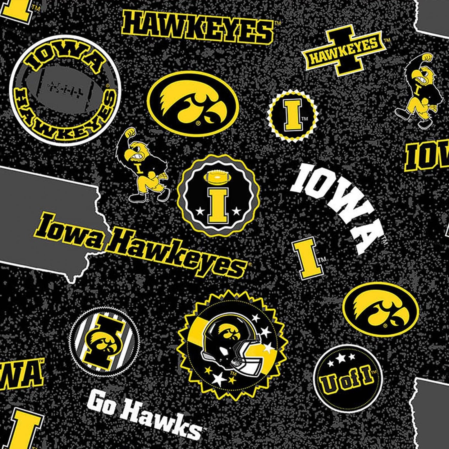 Iowa Hawkeyes NCAA College Home State Sykel Cotton Fabric IA-1208