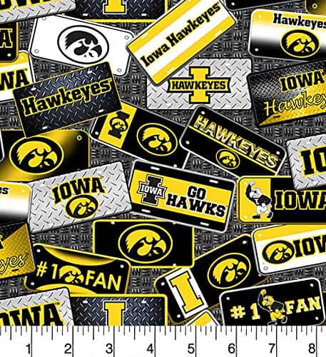Iowa Hawkeyes NCAA College License Plate Cotton Fabric IA-1210