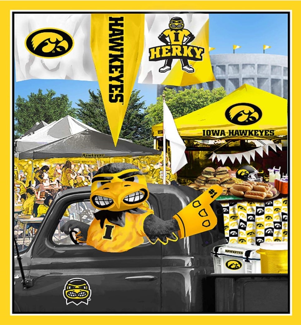 Iowa Hawkeyes NCAA College Tailgate Panel Sykel Cotton Fabric IA-1157