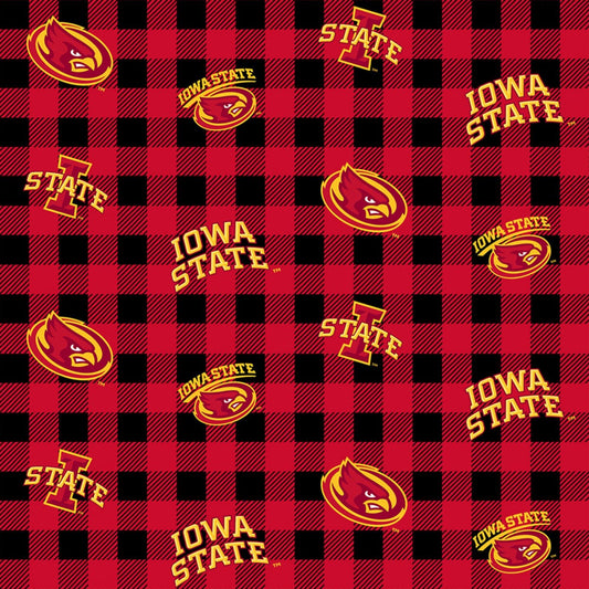 Iowa State Cyclones NCAA College Buffalo Plaid Sykel Cotton Fabric ISU-1207