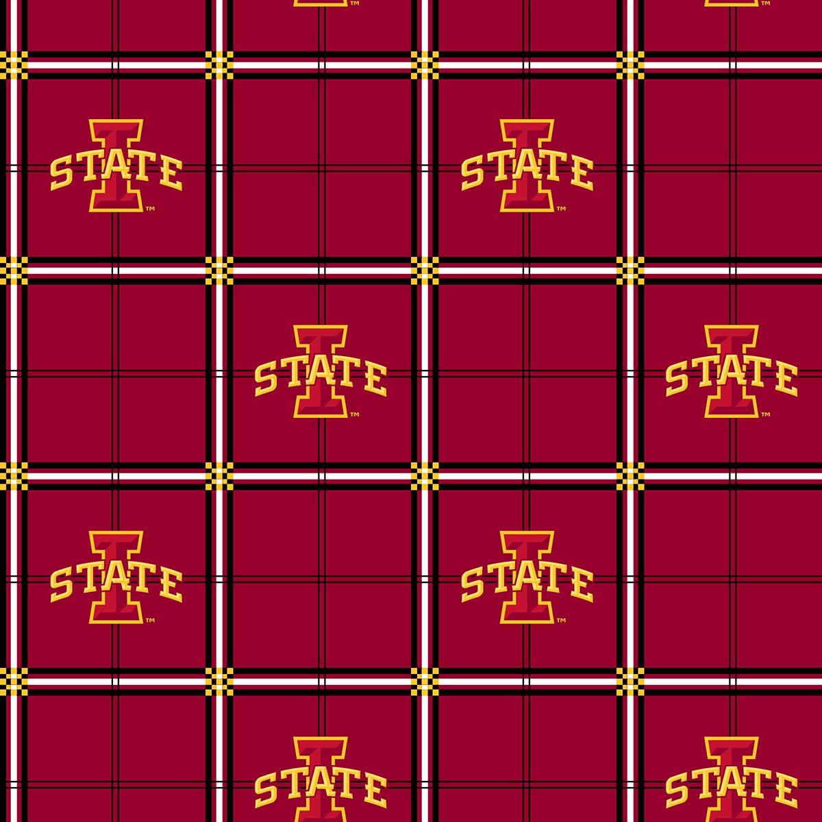 Iowa State Cyclones NCAA College Plaid Sykel FLANNEL Cotton Fabric ISU-023