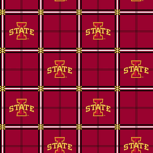 Iowa State Cyclones NCAA College Plaid Sykel FLANNEL Cotton Fabric ISU-023