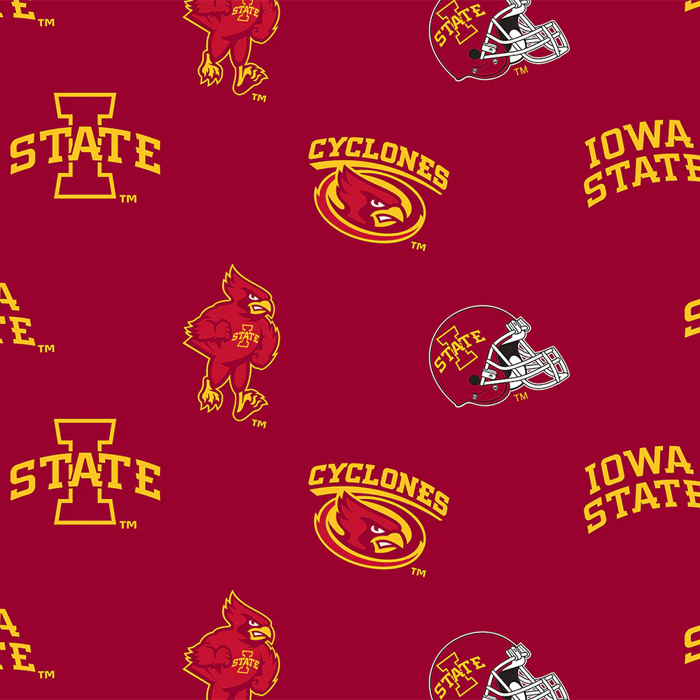 Iowa State Cyclones NCAA College Allover Sykel 58" FLEECE Fabric ISU-035