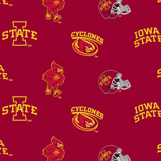 Iowa State Cyclones NCAA College Allover Sykel 58" FLEECE Fabric ISU-035