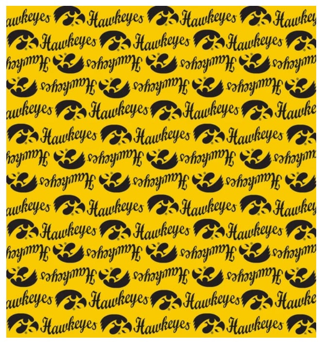 Iowa Hawkeyes NCAA College Mini Packed Logo Sykel Enterprises Cotton Fabric IA-1390