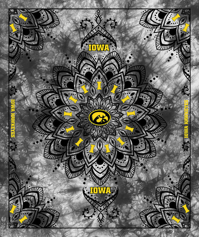 Iowa Hawkeyes NCAA Collegiate Tapestry Finished Panel 48''x56'' Sykel Polyester Minky Fabric SYK-IA-1360