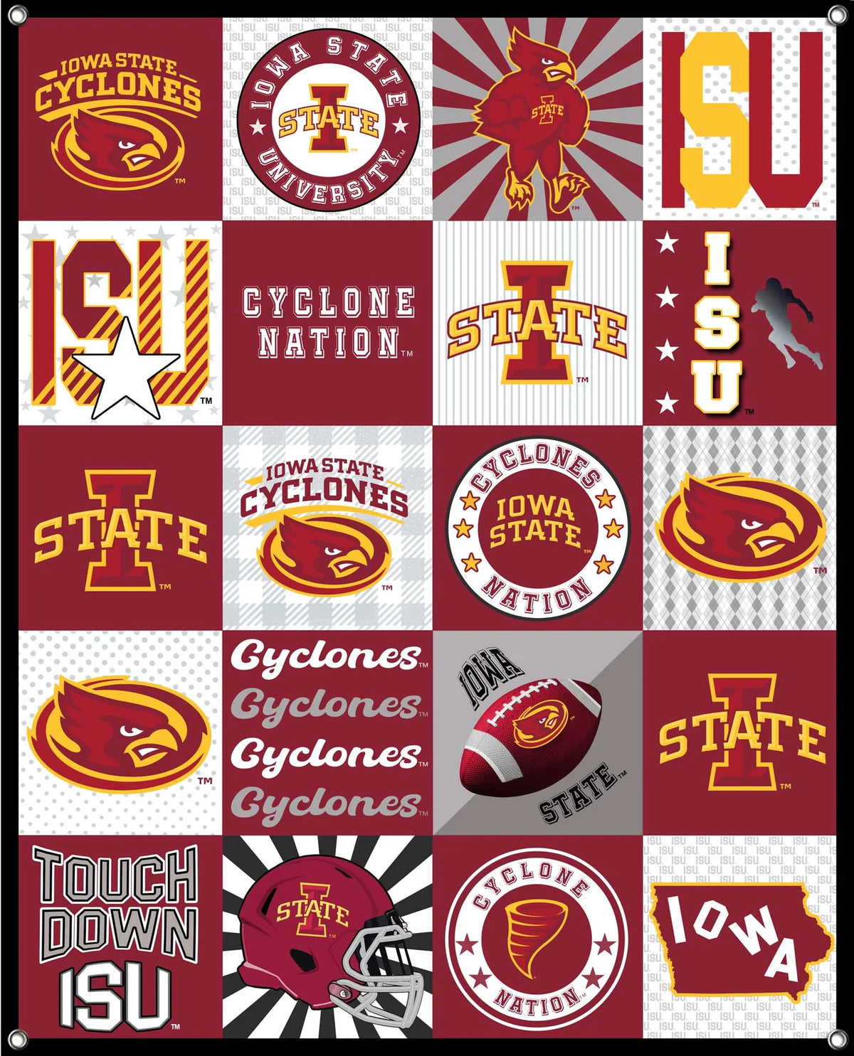 Iowa State Cyclones NCAA College Shirt Spirit Banner 58x47 inches Sykel Enterprises 4 Grommets Polyester Fabric ISU-5003