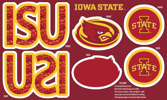 Iowa State Cyclones NCAA Collegiate Pillow Project 36 x 60 inches Sykel Polyester Minky Fabric SYK-ISU-1359