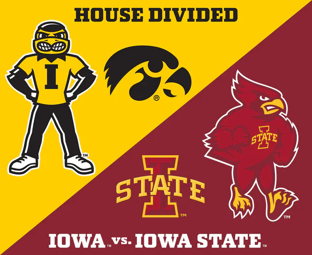 Iowa Vs. Iowa State House Divided Panel 36" Sykel Enterprises Cotton Fabric 1396IA-ISU