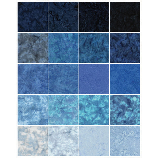 Brilliant Blue 5" Squares Stamp Kathy Engle Island Batik Fabric