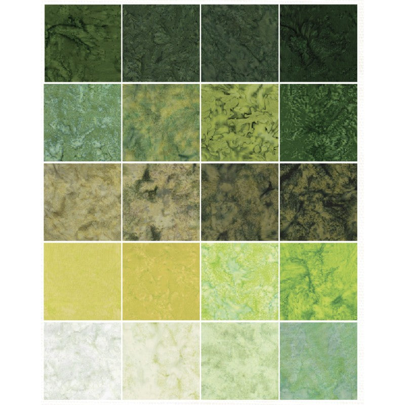 Glorious Green 5" Squares Stamp Island Fabric