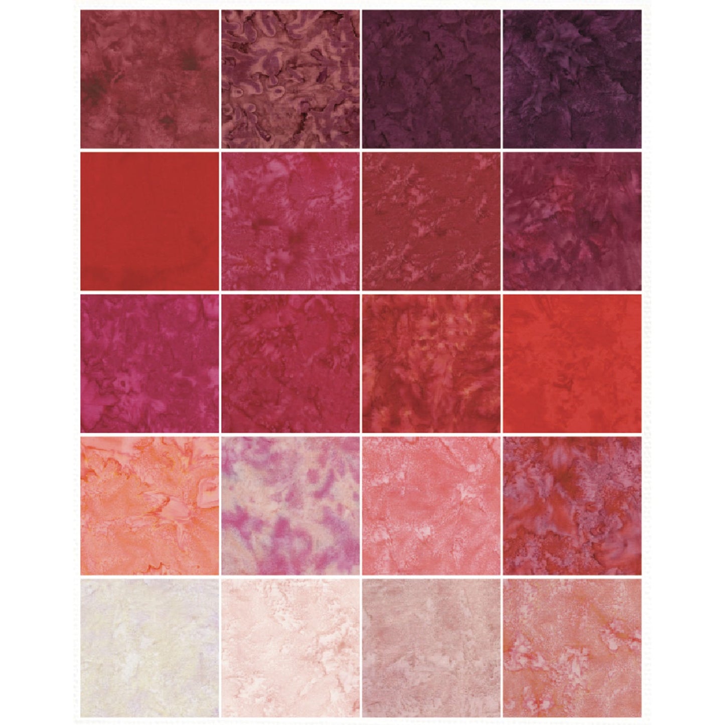 Ravishing Red 5" Squares Stamp Island Batik Fabric