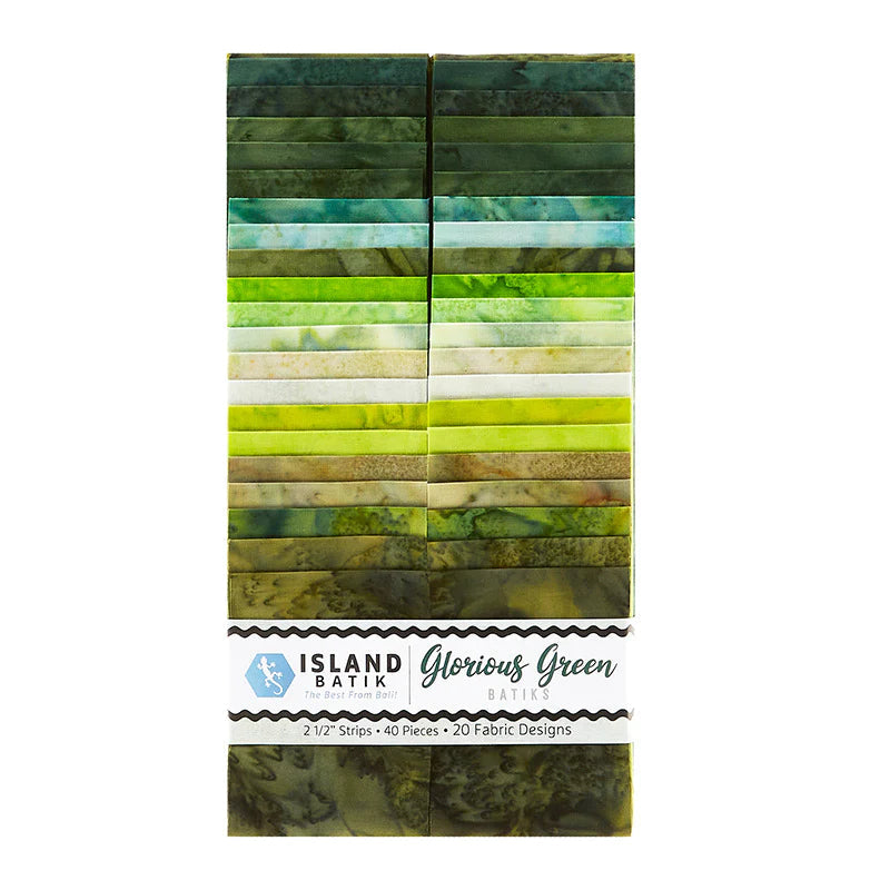 Glorious Green 2.5" Strips Island Batik Fabric