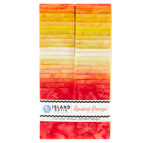 Opulent Orange 2.5" Strips Island Batik Fabric