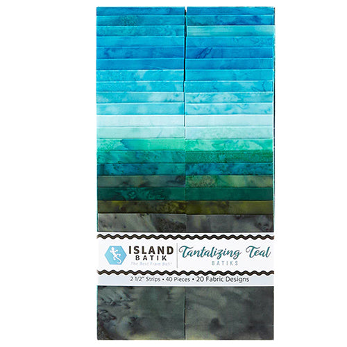 Tantalizing Teal 2.5" Strip Kathy Engle Island Batik Fabric