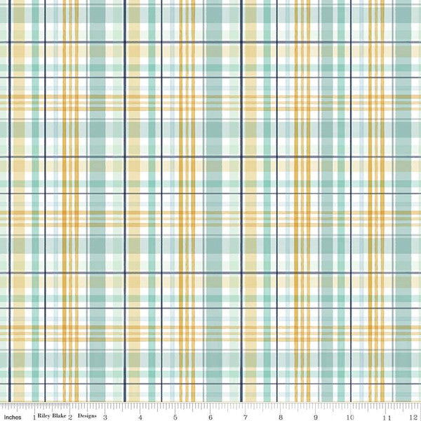It's a Boy Plaid Multi Blue Echo Park Paper Co. Riley Blake Cotton Fabric