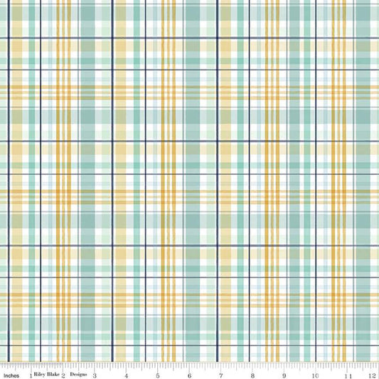 It's a Boy Plaid Multi Blue Echo Park Paper Co. Riley Blake Cotton Fabric