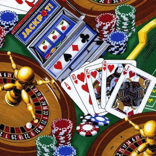 Jackpot Green Casino Card Games Timeless Treasures Cotton Fabric TT-C1450 Green