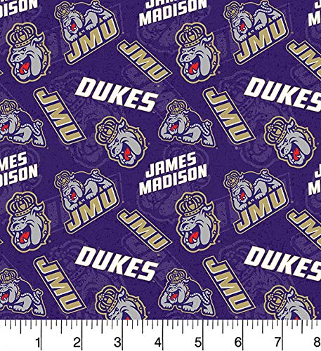 James Madison University Dukes NCAA College JMU Tone on Tone Sykel Cotton Fabric JMU-1178