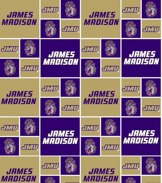 James Madison Dukes NCAA College Block Sykel Enterprises Cottton Fabric JMU-020
