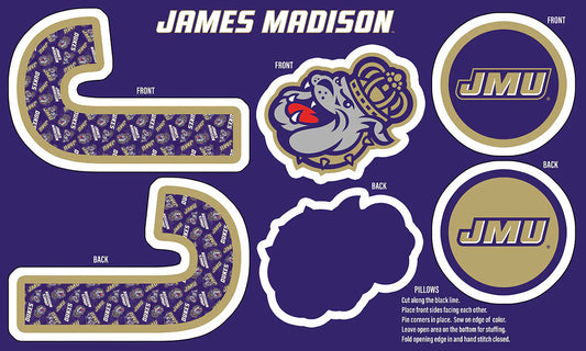 James Madison Dukes NCAA Collegiate Pillow Project 36 x 60 inches Sykel Polyester Minky Fabric SYK-JMU-1359