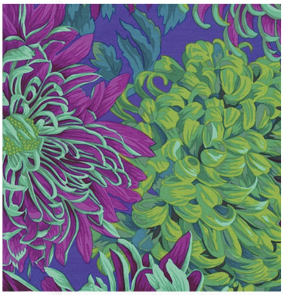 Japanese Chrysanthemum Green Philip Jacobs Classics Kaffe Fassett Collective Free Spirit Cotton Fabric FS PWPJ041.GREEN