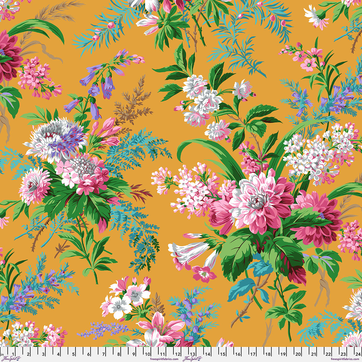 Jardin Gold August 2026 Kaffe Fassett Collective Free Spirit Cotton Fabric FS-PWPJ141.GOLD