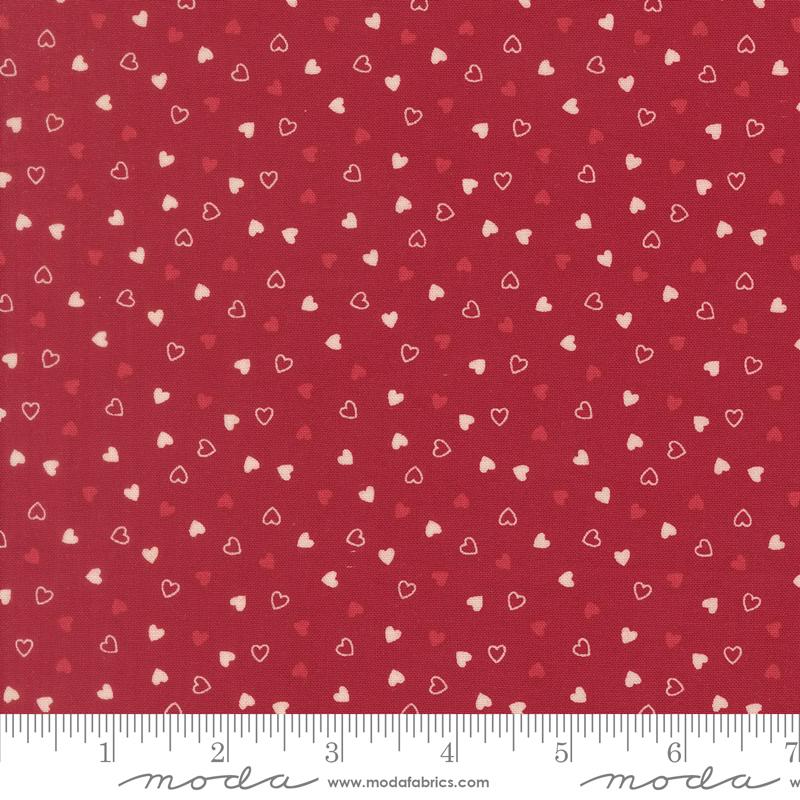 Je Taime Sweetness Valentines Hearts Scarlet Red Stacy Iest Hsu Moda Cotton Fabric MD-20997-18