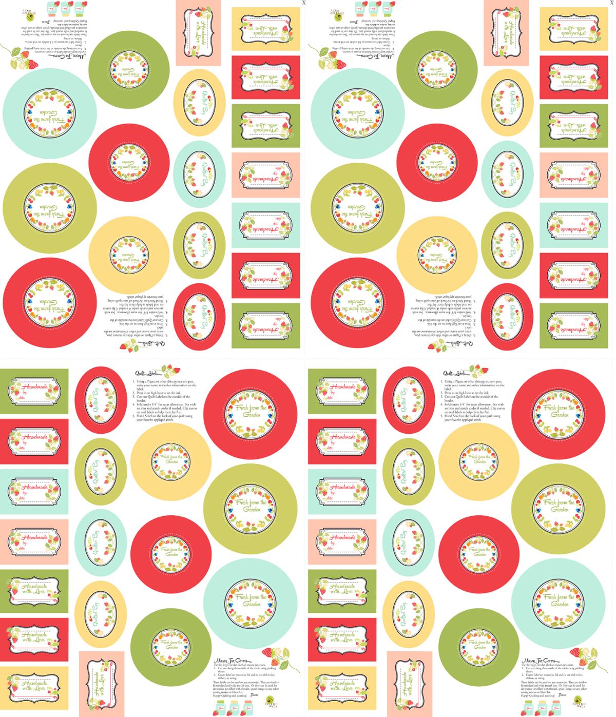 Jelly & Jam Homemade Labels 18"x 22" Repeat Panel 36" Multi Fig Tree Co Moda Cotton Fabric MD-20499-11