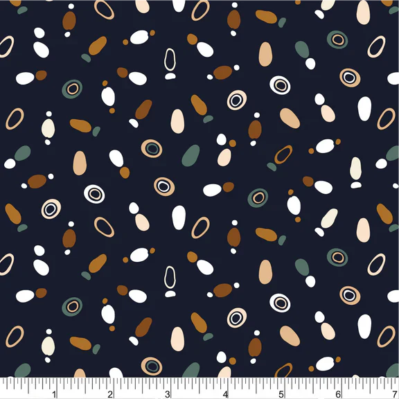 Jewelry Box Tresured Trinkets Navy Blue Isoletto Design Phoebe Cotton Fabric