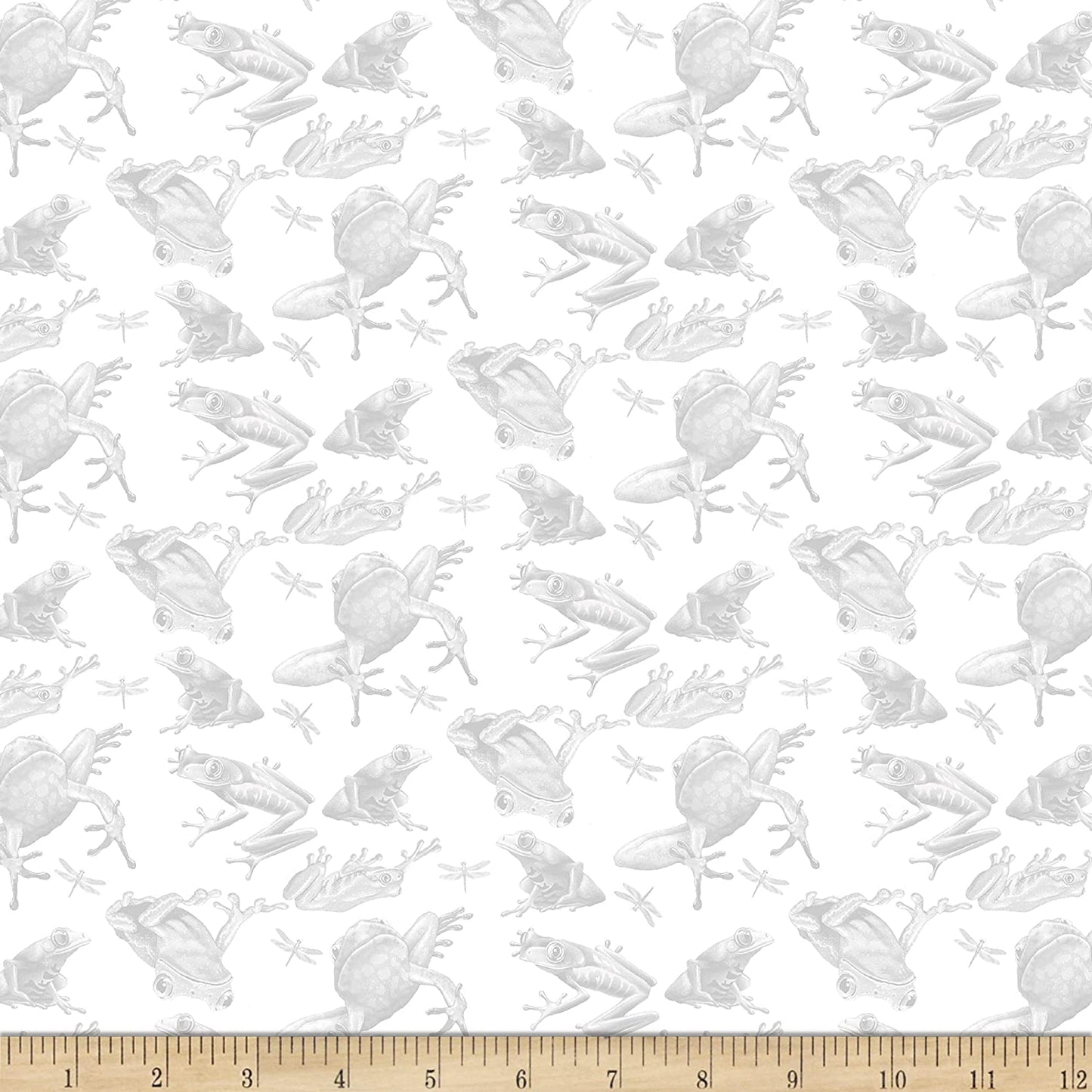 Jewels of the Jungle Tonal Frog White Studio E Cotton Fabric