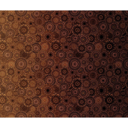 Jewelscape Kaleidoscope Medallion Ombre Espresso Brown Dan Morris Quilting Treasures Cotton Fabric
