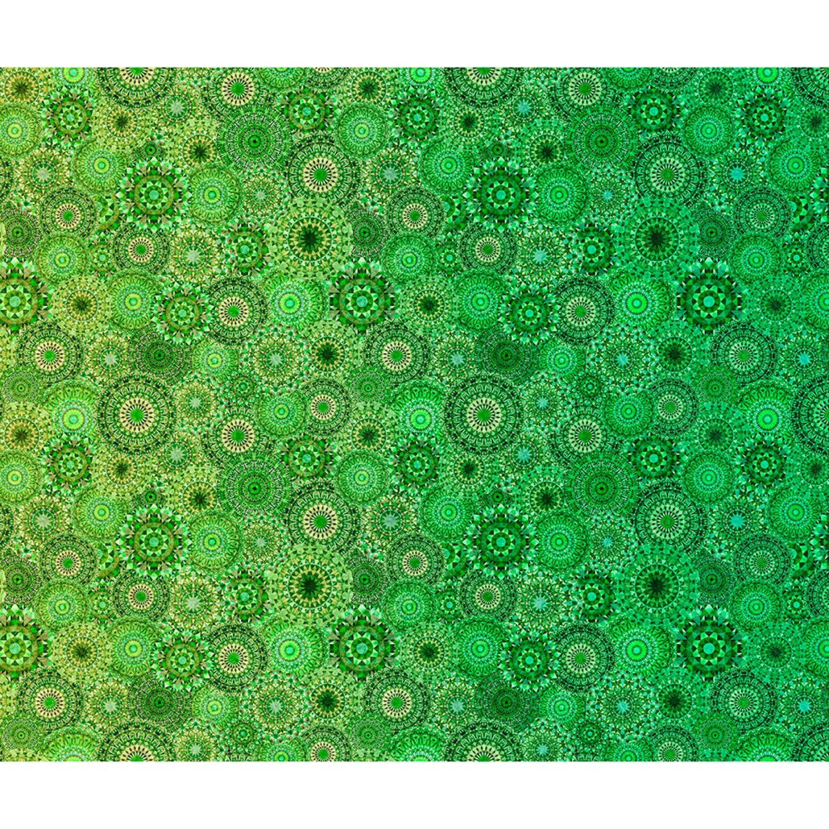 Jewelscape Kaleidoscope Medallion Ombre Green Dan Morris Quilting Treasures Cotton Fabric